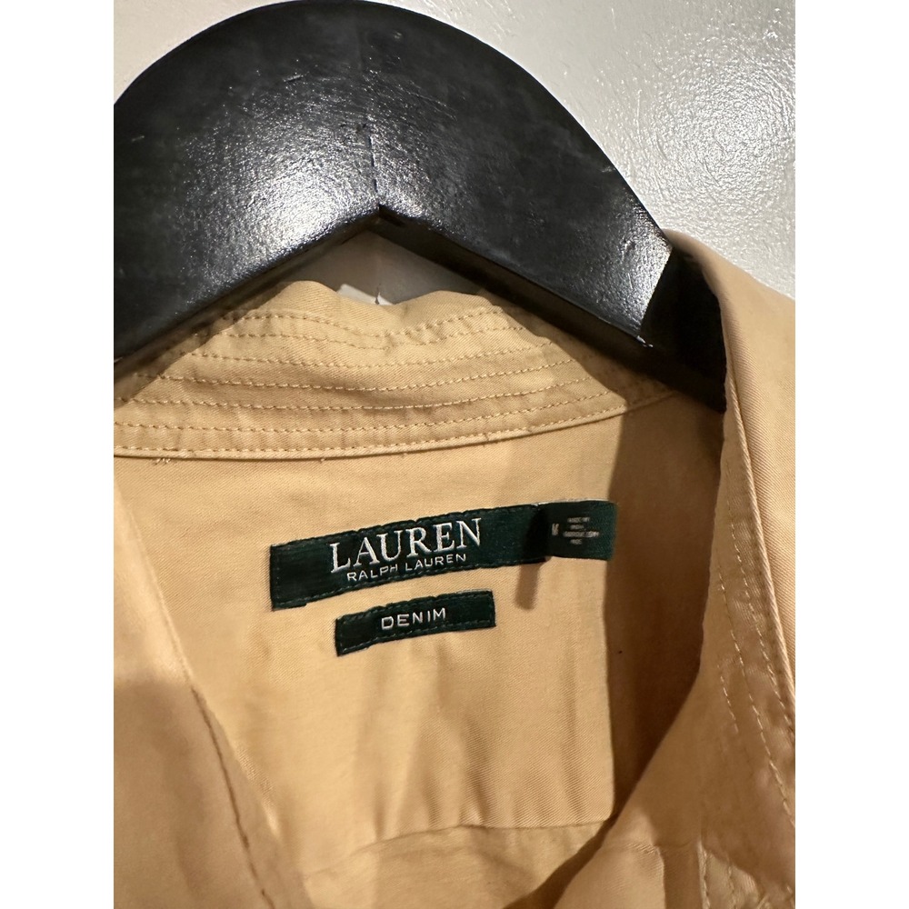 Ralph Lauren Khaki Cotton Utility Shirt Dress Size Medium Old Money Minimalst - Picture 11 of 13